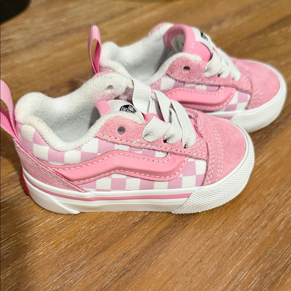 Vans Toddler Pink and White Checkered Sneakers